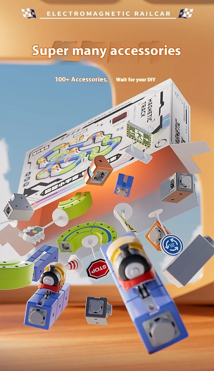 Versatile megnetic Attraction megnetic Block Track Electric Small Train megnetic Car Car Railtrack Set Toy  Gifts