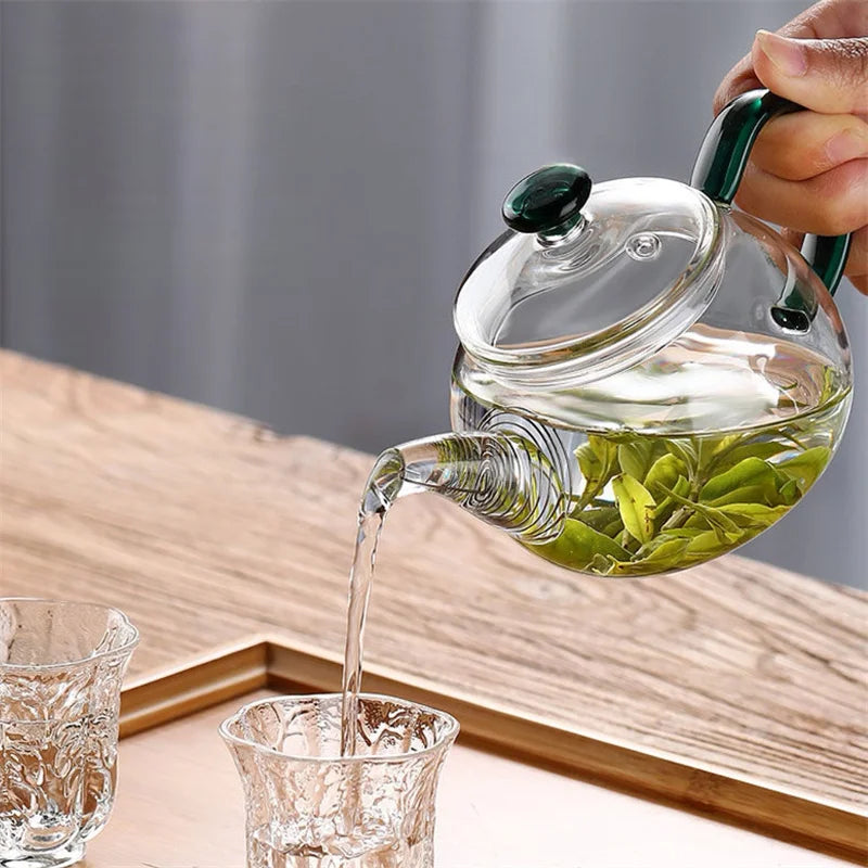 200ml Clear Heat-resistant Small Glass Teapot with Stainless Steel Filter Small Brewing Flower Green Tea Pot Kung Fu Tea Set