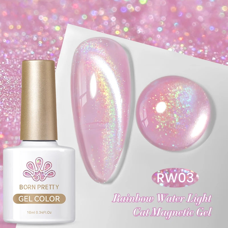 10ml Rainbow Purple Water Light Cat  Gel Nail Polish Shining Super Sliver-light Holographic Soak Off UV Gel