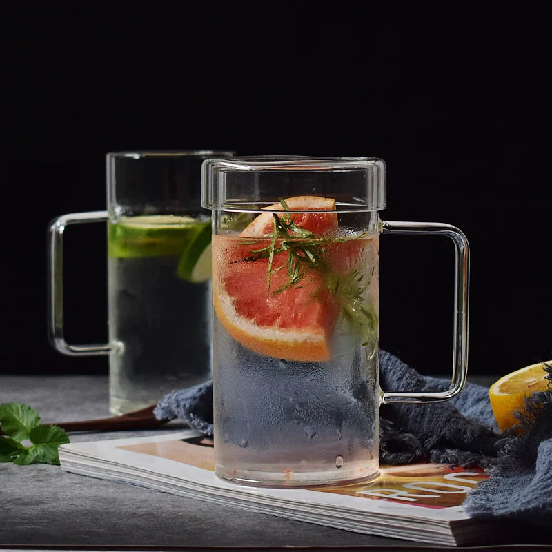 700ml Glass Coffee Mug Handmade Heat Resistance Clear Tea Milk Juice Cup Water Beer Drinking Mug Office Drinkware