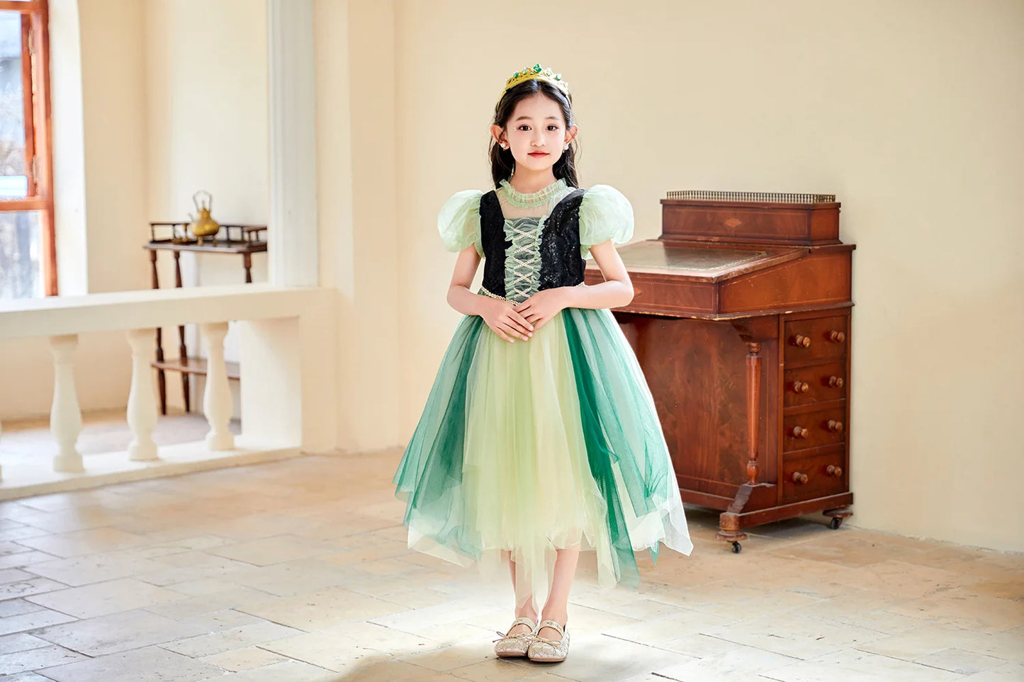 Summer New High-Quality Princess Dress - Girls Asymmetrical Tulle Skirt for Birthday & Children‘s Day
