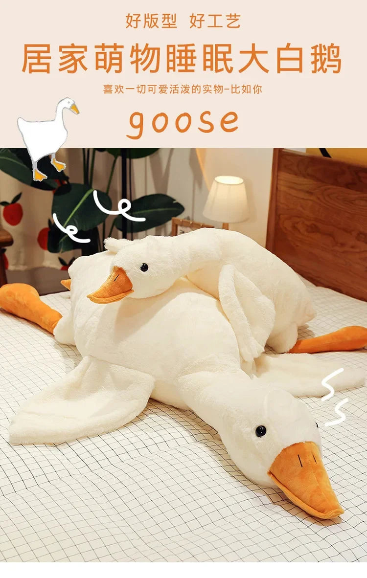 50-160cm Big White Goose Plush Toy Giant Duck Doll Soft Stuffed Animal Goose Sleeping Pillow Sofa Cushion Birthday Gift for Kids