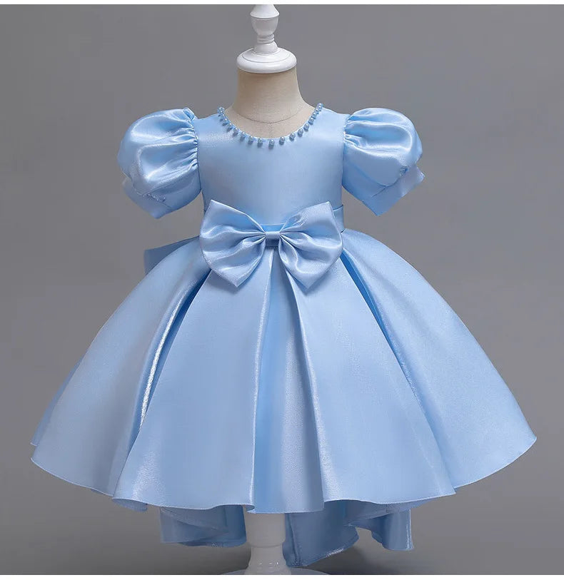 Elegant Backless Flower Girl Dress - Girls' Satin Gown for Pageant, Hosting & Walk Show