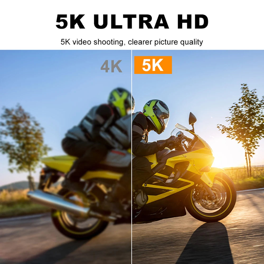 5K 4K60FPS Action Camera 50MP Dual Screen Touch Display WiFi EIS Waterproof Sports Camera with Wireless Microphone Support