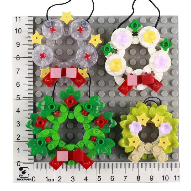 Christmas Village House Building Blocks Sleigh Reindeer Tree Present Car Wreath Fireplace Gingerbread Man Bricks Toys  Gift