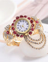 Women Watches Diamond-Embedded Elegant Quartz Watch Stylish Opening Luxury Creative Alloy Bracelet Watch