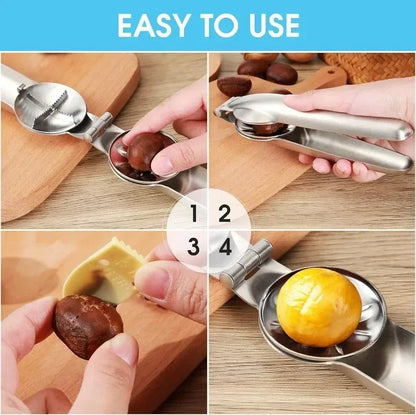 2 In1 Chestnut Opener Machine Stainless Steel Quick Clip Walnut Pliers Chestnut Sheath Cutter Nut Cracker Sheller Kitchen Tool