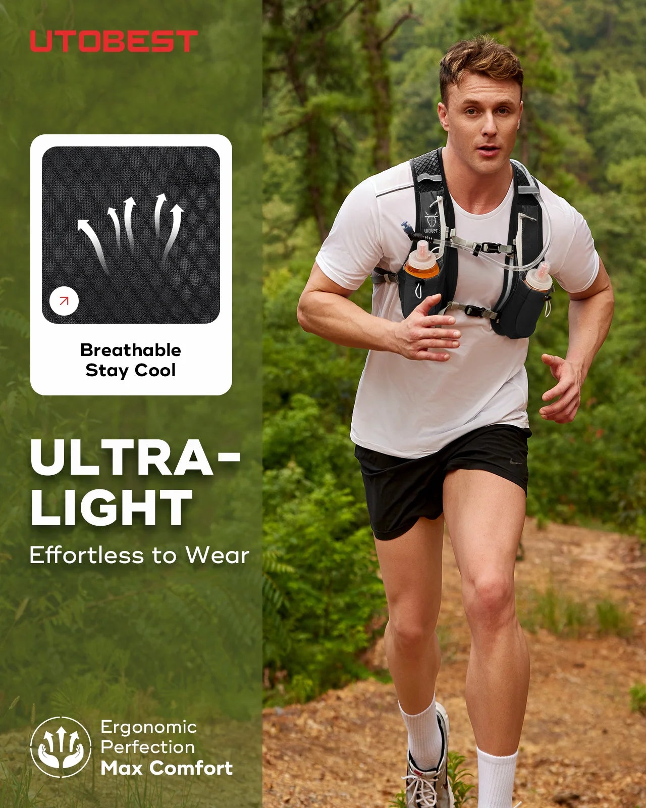 Trail Running Backpack 5L Ultra Lightweight Hydration Vest Breathable Functional Pack for Marathon Cycling Hiking