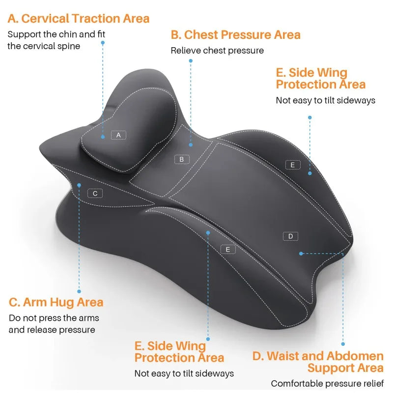 Multi-Positional Wedge Pillow Memory Foam Ergonomic Prone Pillow with Removable Cover Couple Bed Pillow for Body Pain Relief