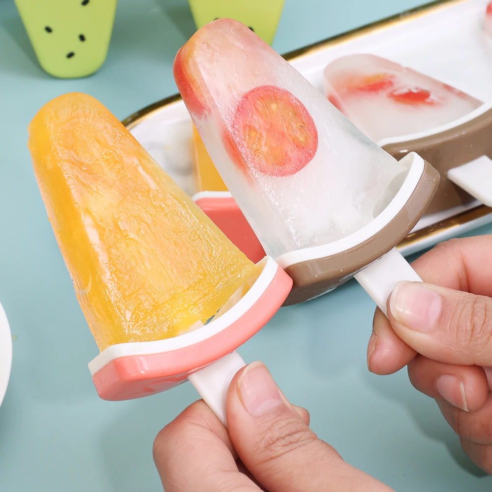 4pcs/set Watermelon Shape Ice Cream Mold with Handle DIY Ice Popsicle Mold for Fruits Juice Milk Kitchen Ice Tray Maker Tools