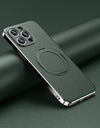 Magnetic Leather for Magsafe Case for iPhone 16 15 14 Pro Max 16Pro Ring Luxury Lens Protection Holder Phone Back Cover