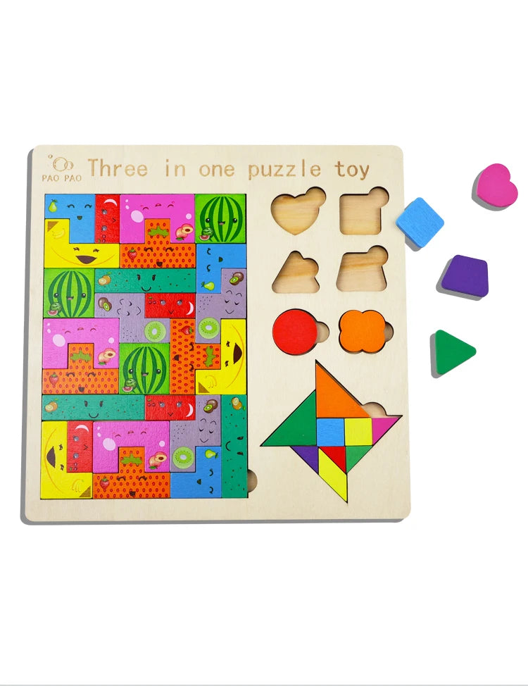 Montessori Wooden Educational Shape and Number Matching Puzzle Board