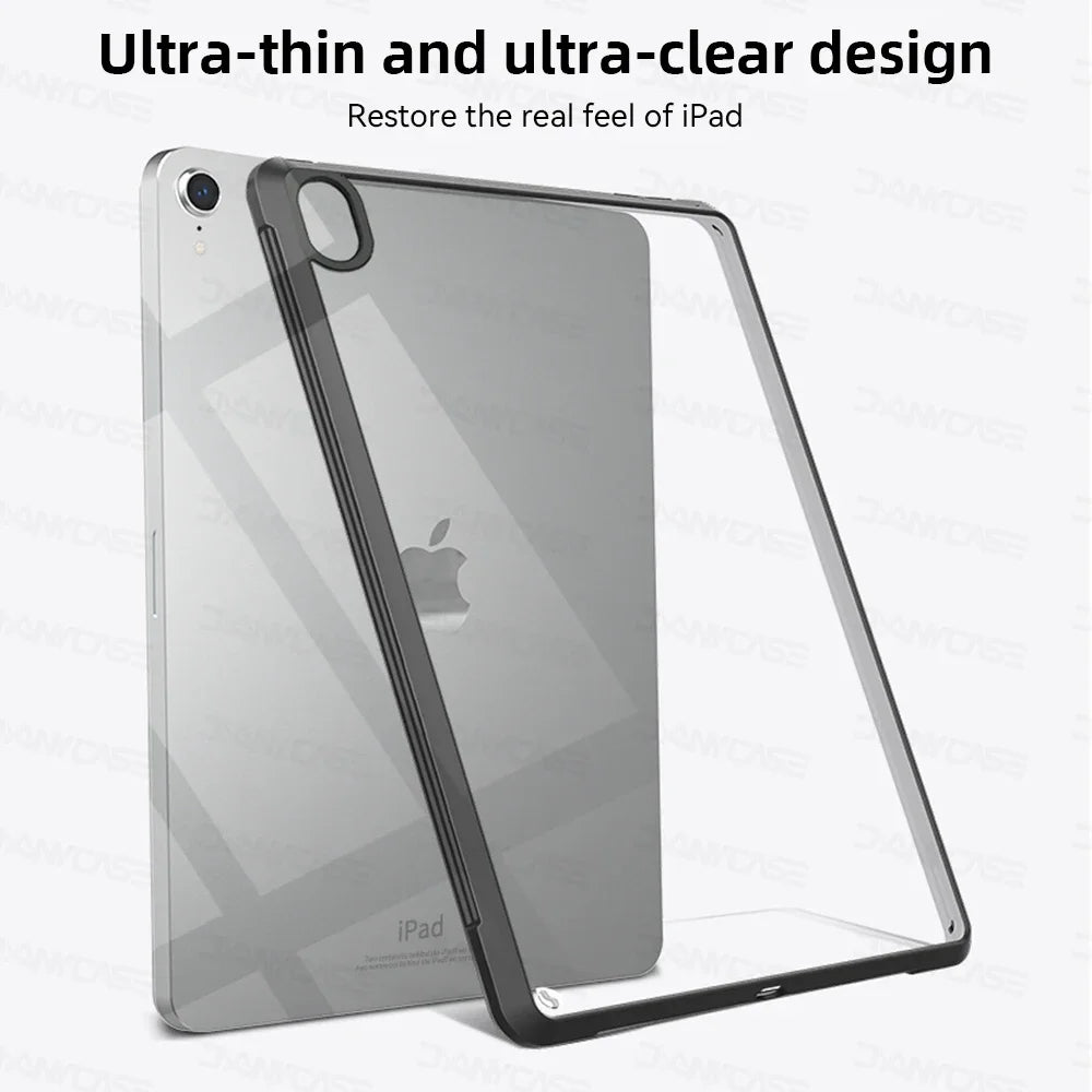 For iPad Pro 11 Case 10.2 9/8/7th Generation 9.7 5/6th Air 4/5 10.9 10.5 10th 10.9 mini 4 5 6 Silicon Transparent Cover Funda