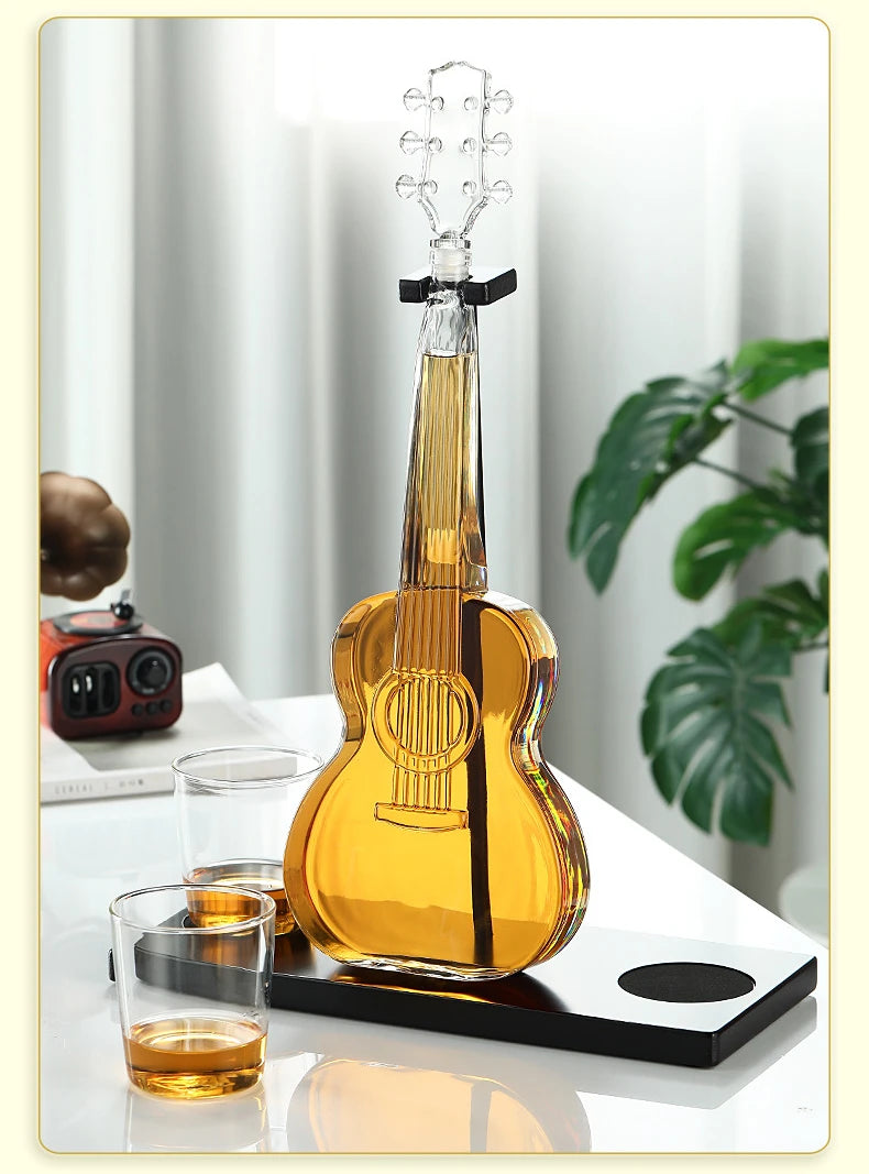 High Borosilicate Glass Wine Bottle Guitar Violin Decanter Wine Set Thickened Transparent Craft Decanter Bottle Decoration