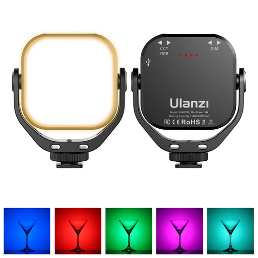 VL66 RGB Video Light – 360° Rotatable Bi-Color 2500-6500K CRI95+ Rechargeable Fill Light for DSLR, SLR & Smartphones