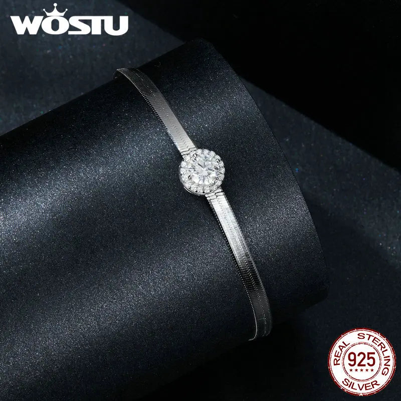 0.5CT Sparkling Moissanite 4MM Snake Chain Bracelet Women 925 Sterling Silver Lab Diamond moissanite