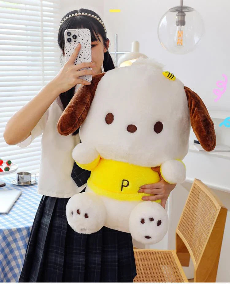 Cartoon Sanrio Pochacco Plush Toy Soft Stuffed Doll Cute Sofa Cushion Bedroom Decoration  Soothing Pillow  Anime Gift