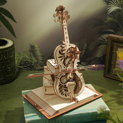 3D Wooden Puzzle ROKR Funny Magic Cello Mechanical Music Instrument Creative Toys for Child  AMK63