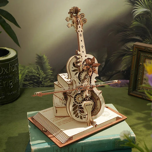 3D Wooden Puzzle Funny Magic Cello Mechanical Music Instrument Creative Toys