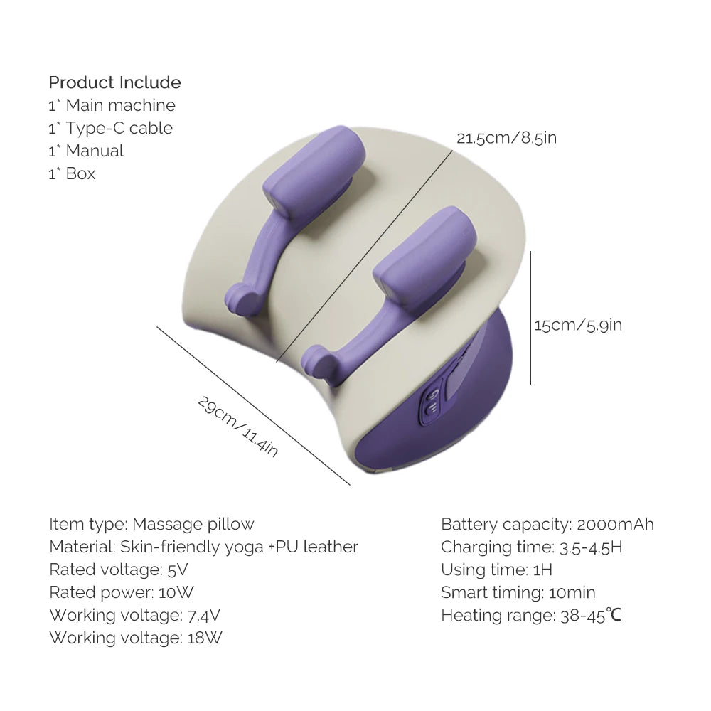 Neck Cervical Massage Pillow Rechargeable 6D Ergonomic Neck and Shoulder Massager Knead Waist Leg Trapezius Massage