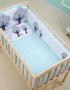 6-Pcs Cotton Nursery Crib Bedding Set – Unisex  Set with 4 Bumpers, Mattress & Pillow
