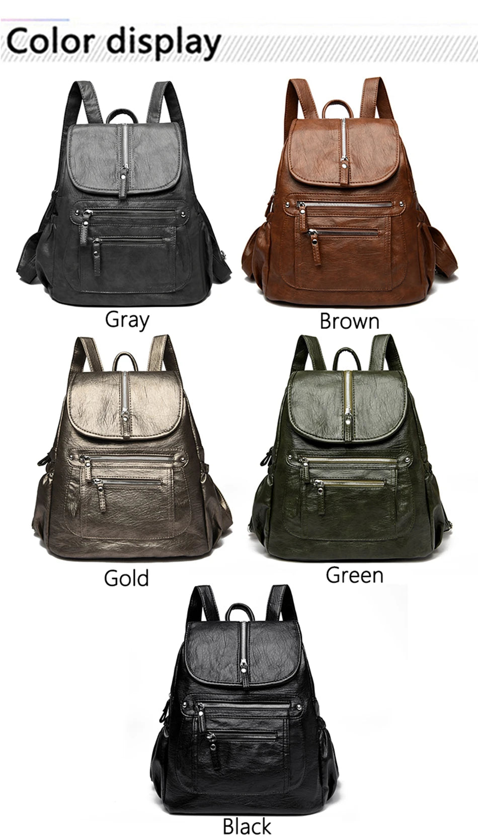 Soft Leather Backpacks High Capacity Female Back Pack Casual Travel Ladies Bagpack