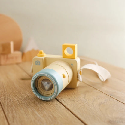 Wooden Fashion Camera Pine Detachable Camera Toy Pendant Baby Block DIY Present Nursing Gift Outdoor Adventure Simulation Camera