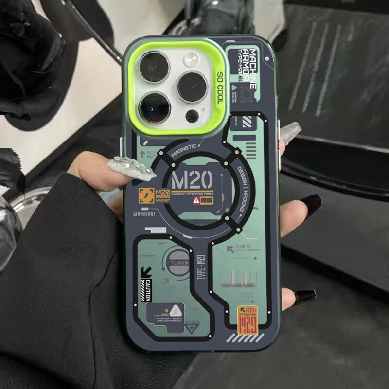 Phone Case For iPhone 16 15 14 17 Air Pro Max Shockproof Mecha-Style Graffiti Shockproof Cover