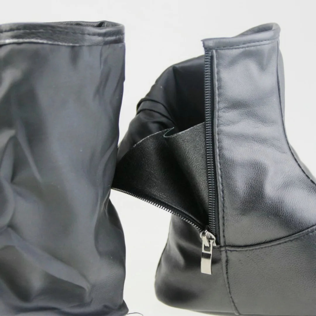 Real Halal Sheep Skin Leather Black Muslim Socks Khuffs Hajj Umrah with Fleece Lined