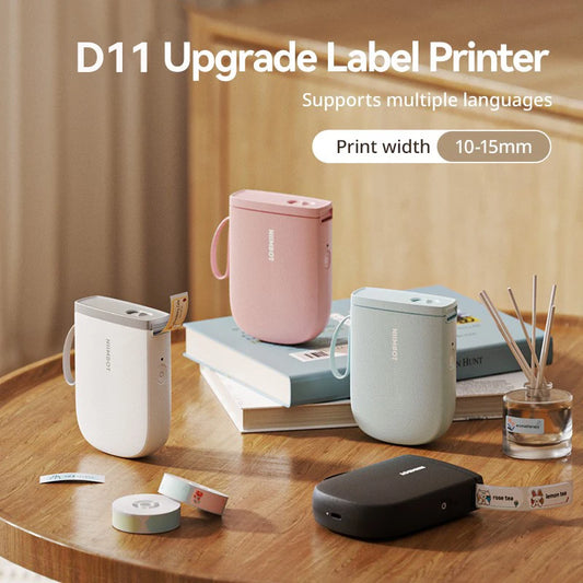 D11 Mini Thermal Label Printer 300DPI, Bluetooth Wireless Inkless Sticker Maker, Portable Label Printer for Android & iOS