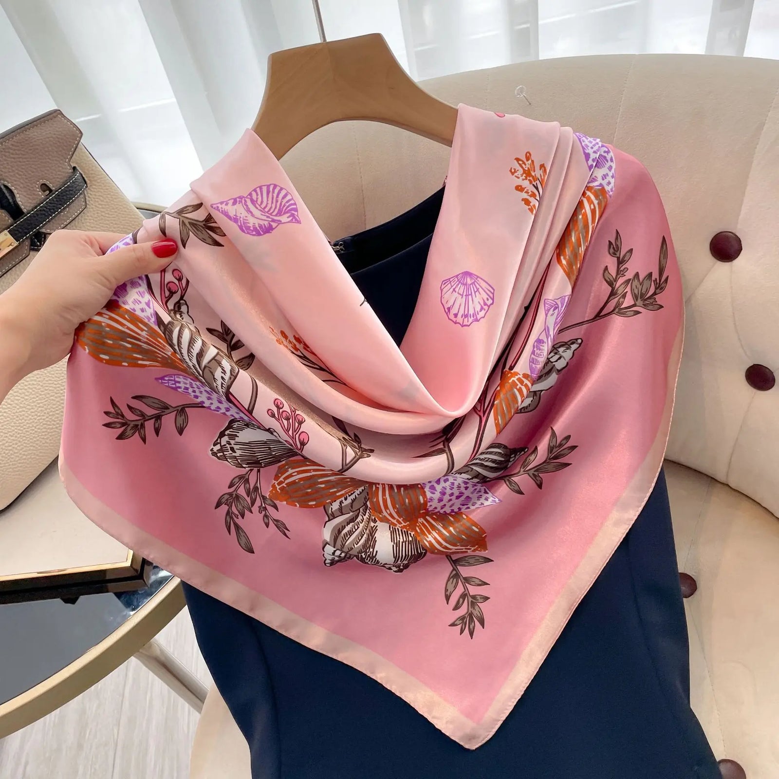 Square Women Scarves Silk Office Ladies Hair Neck Bandanna Headband Foulard Headcloth Muslim Headscarf Female muffler
