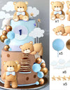 1 Set Pink Bear Cake Toppers Boho Rainbow Nude  Pink Balls Cake Decorations for Birthday Baptism  Shower Party Favor