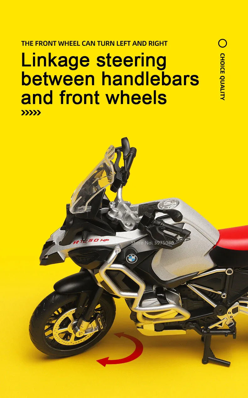 1:12 BMW R1250 GS Alloy Scale Motorcycle Model Toy Highly Simulated Static Motorcycle Model Wheel Suspension Collection