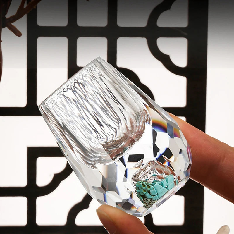 4/6pcs Diamond Crystal Liquor Glasses Set Vodka Shot Glass Wine Glasses Whiskey Glass Spirits Sake Soju Brandy Tea Cup 15ml