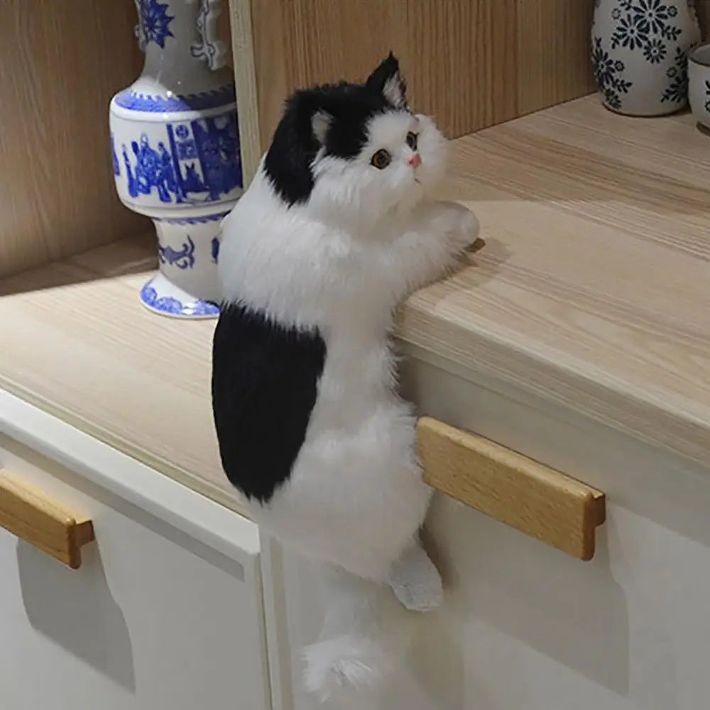 Simulation cat plush Doll Realistic Cute Cat Furry Hanging Ornaments Car Decoration Stuffed Animals Sculptures creative gift