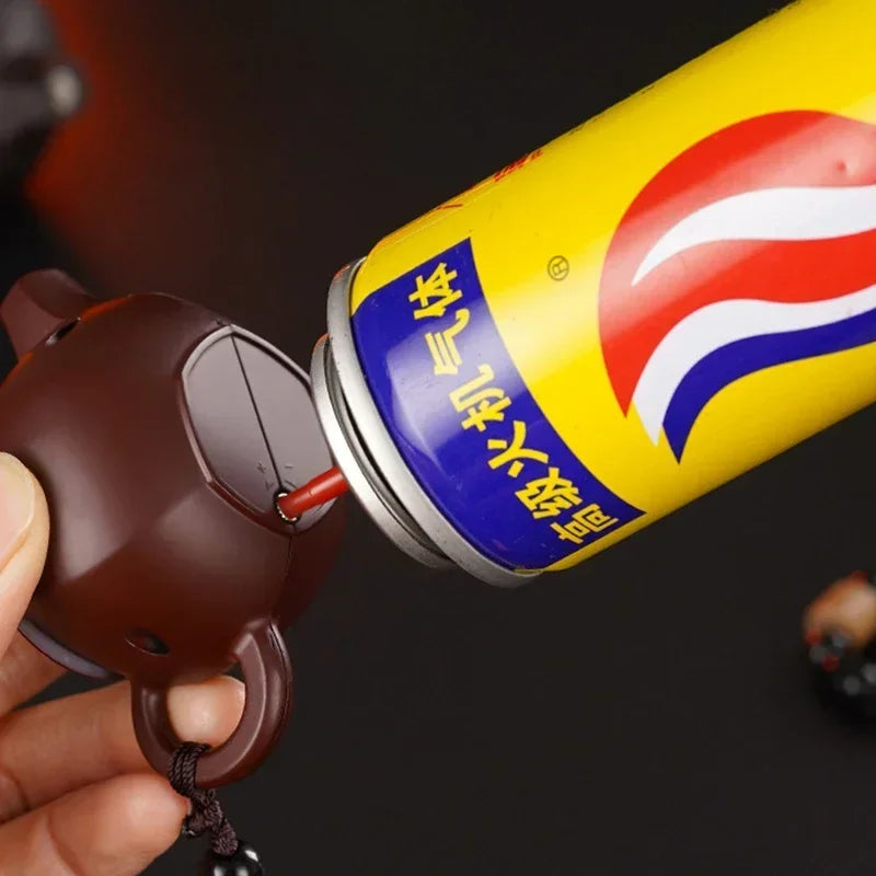 Creative Teapot Gas Lighter Adjustable Flames with Playing Inflation Windproof Red Flame Cigarette Accessories Unique Gift