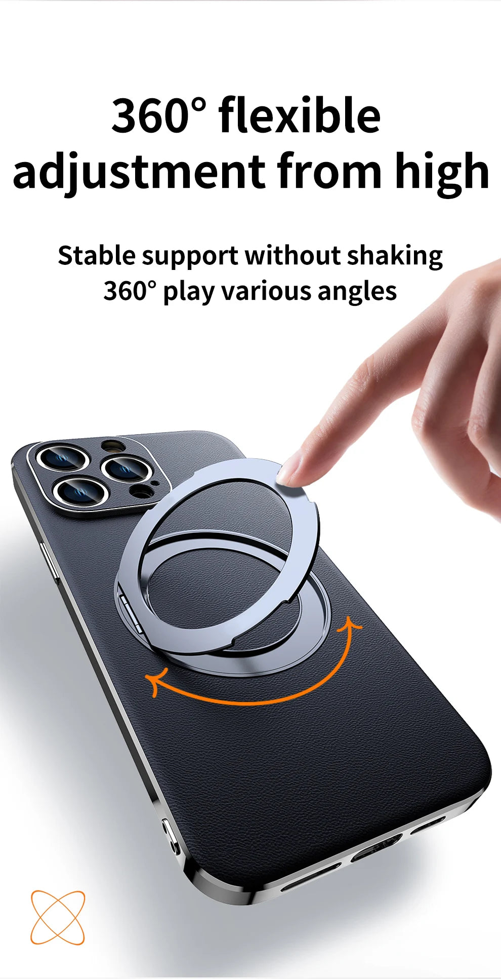 Leather for Magsafe Case for iPhone 16 15 14 Pro Max 16Pro Ring Luxury Lens Protection Holder Phone Back Cover