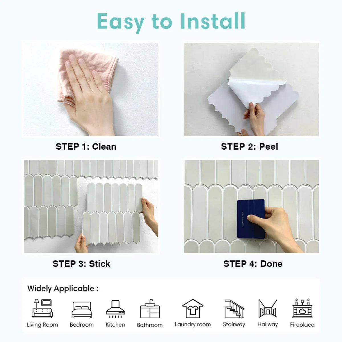 10pcs Decorative 3D Peel and Stick Wall Panel 3D Tile Sticker Self-Adhesive Kitchen Tile Backsplash Bathroom Wall Sticker