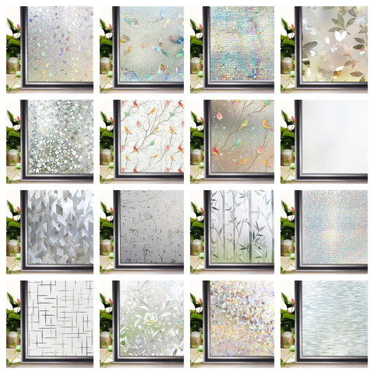 Heat Control Rainbow Window Vinyl Security Window Tinting Sun Protection Film Non Adhesive Window Stickers Stained Glass