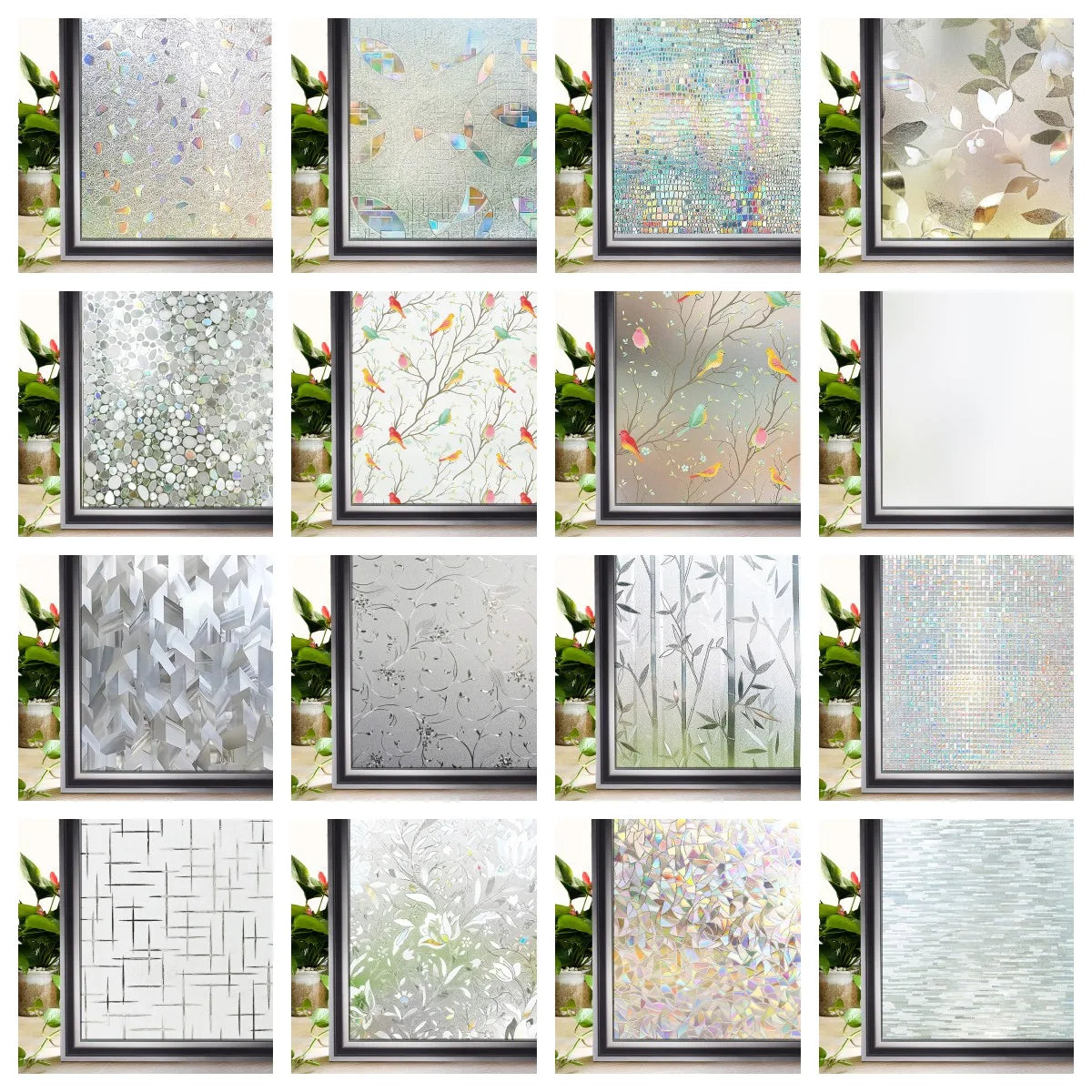 Heat Control Rainbow Window Vinyl Security Window Tinting Sun Protection Film Non Adhesive Window Stickers Stained Glass