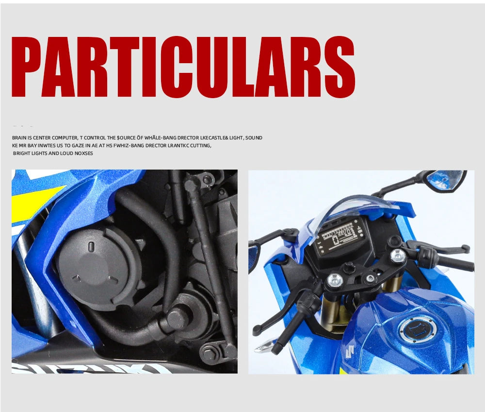 Diecast Suzuki GSX 1000R Racing Motorcycle Model 1 to 9 Scale