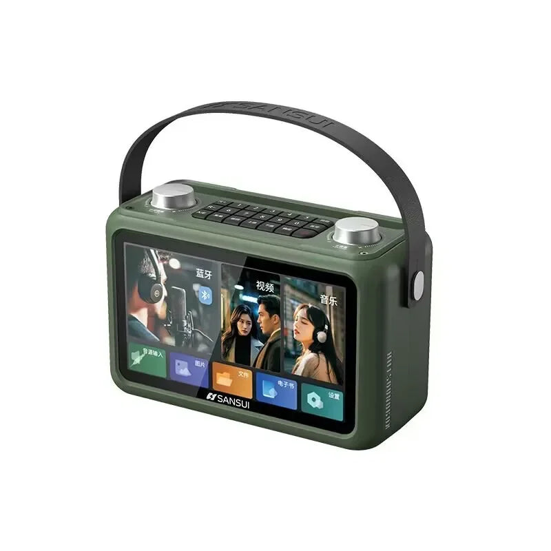 Karaoke Wireless Bluetooth Speaker Outdoor Portable SANSUI F58 40W Music and Video Player 7-inch Screen Lyrics Display TF/FM/AUX