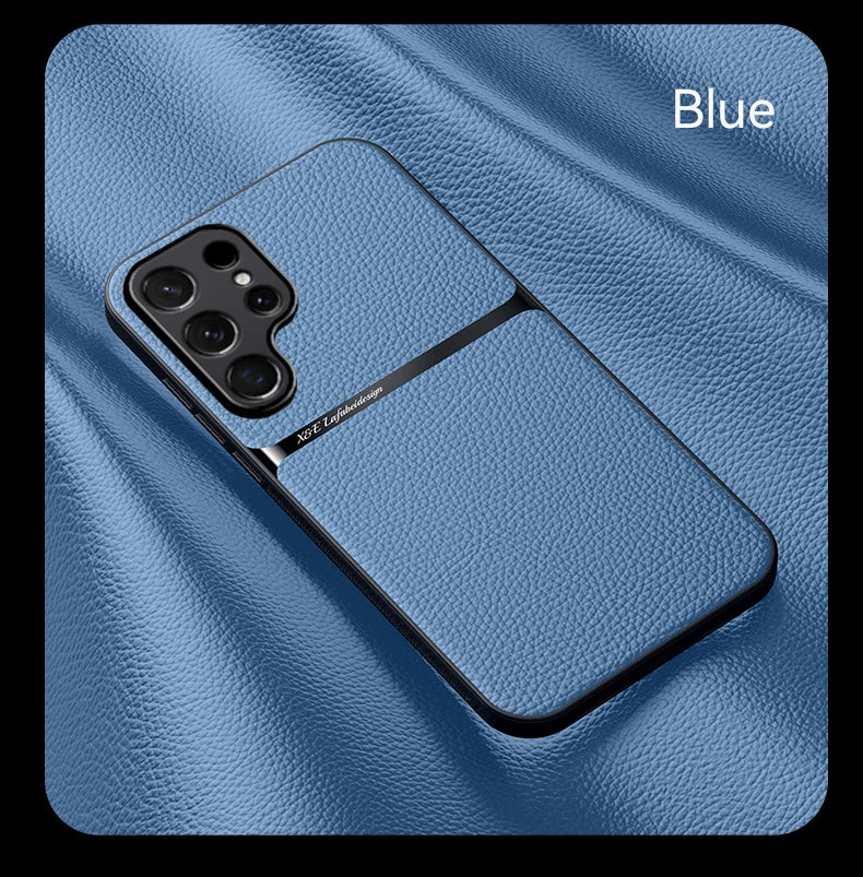 Car Holder Leather Shockproof Phone Case For Samsung S25 Ultra S23 S24 Ultra Plus Cover