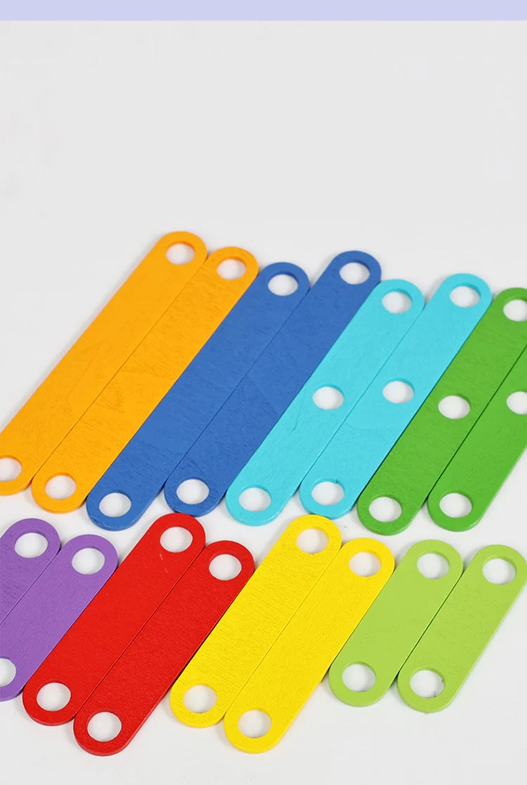 Wooden Geometric Pegboard Construction and Pattern Puzzle Set