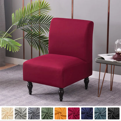 Stretch Armless Accent Chair Cover Single Short Back Sofa Covers Solid Color Anti-dirt Chair Slipcover Removable Sofa Protector