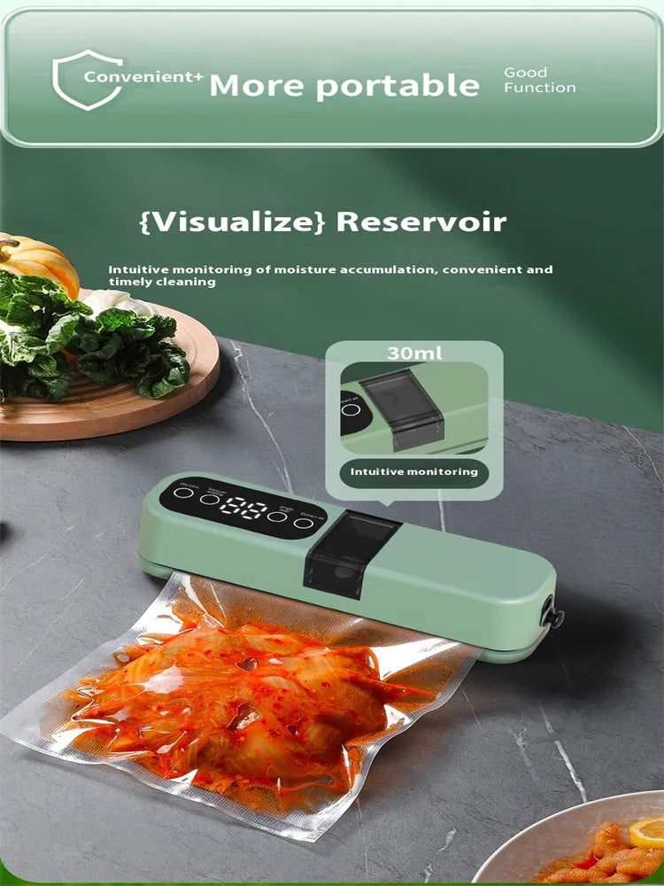 Portable USB Rechargeable Vacuum Sealer – Automatic Food & Snack Sealing Machine with 10 Vacuum Bags, 60KPa Strong Suction
