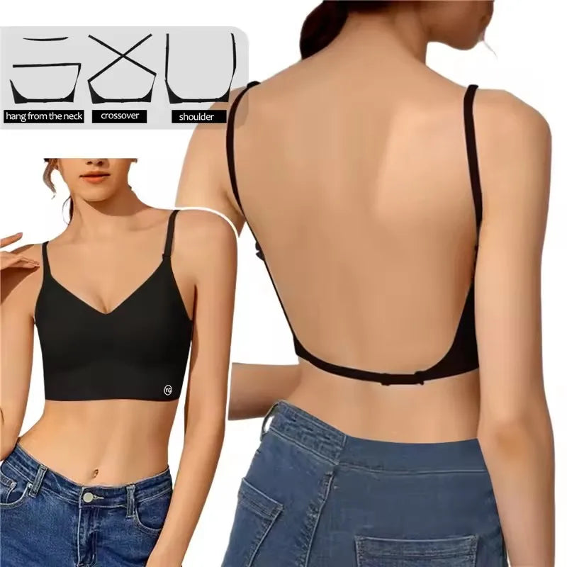 Womens Deep U Neck Seamless Wireless Plunge Bra