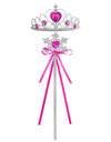 Kids Rhinestone Tiara Crown and Magic Wand with Glitter Crystal Head Hoop Jewelry Hair Accessories for Girls Teens Birthday Gift