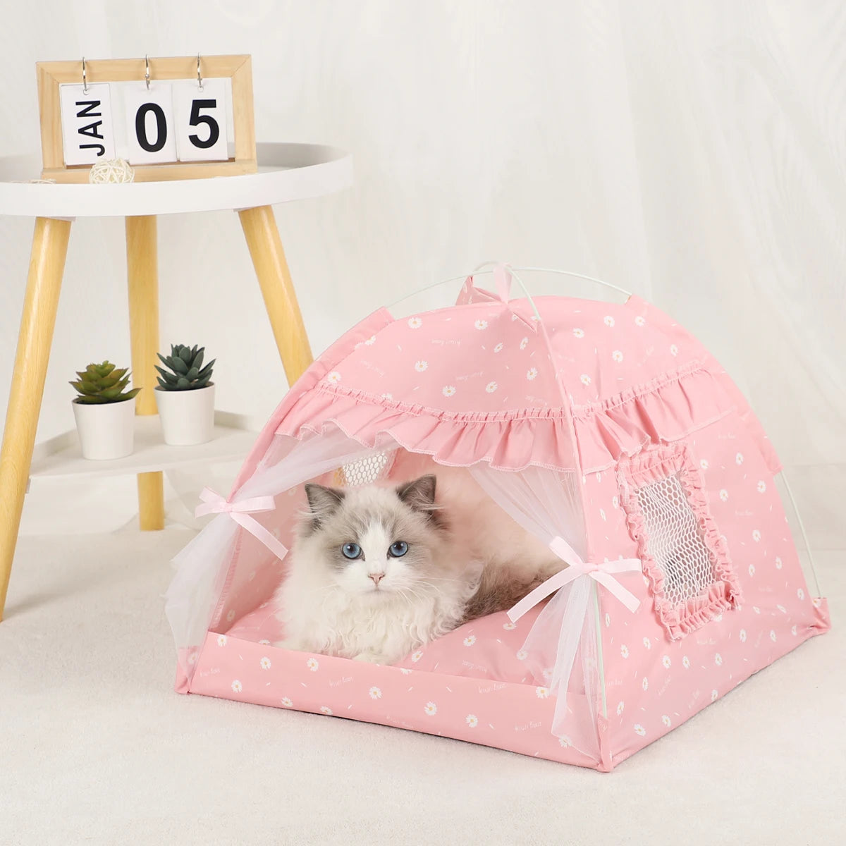 Clamshell Pet Tent Bed House for Cats and Small Dogs