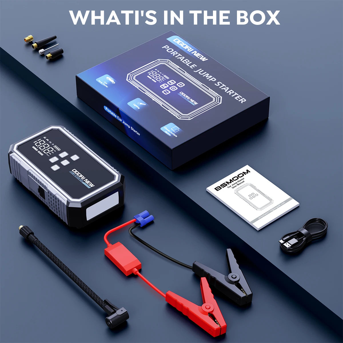 4 In 1 6000A/7000A Jump Starter Power Bank 21800mAh/26800mAh 160PSI Air Compressor Tire Pump For Emergency Booster